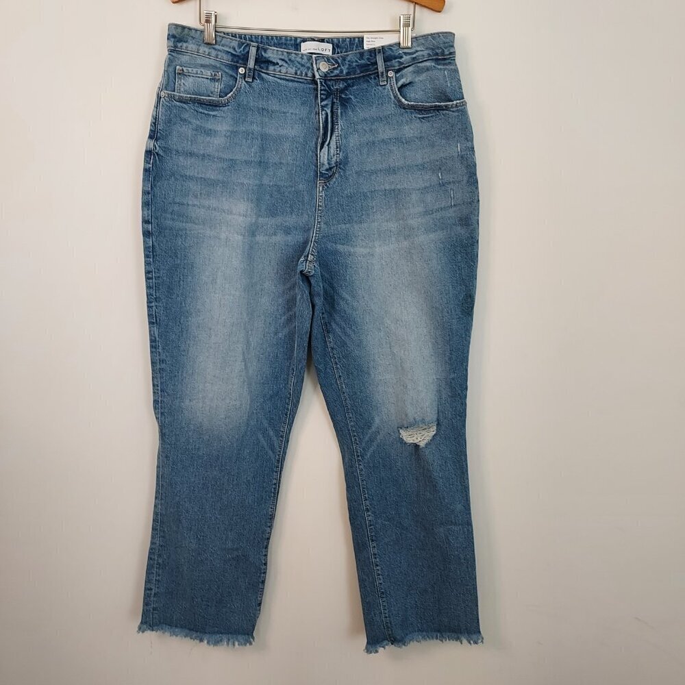 Loft Curvy High Rise Straight Crop Jeans Size 32 - Picture 4 of 13